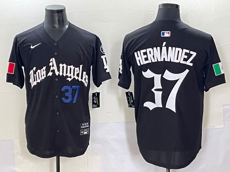 Men 2025 Los Angeles Dodgers #37 Hernandez Black Five generations Joint Name Nike MLB Jersey style 6233->los angeles dodgers->MLB Jersey
